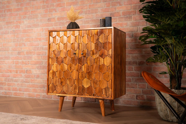 Hive Solid Acacia Wood Bar Cabinet 76 cm