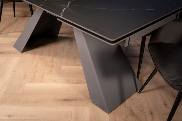 Oasis Extendable Italian Sintered Stone Dining Table in Black Manhattan Marble Look 160-200-240 cm