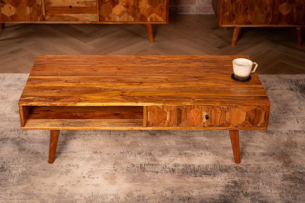 Hive Solid Acacia Wood Coffee Table 100 cm