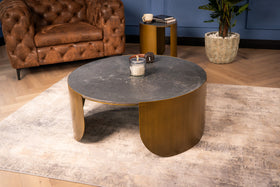 Petroio Italian Sintered Stone Round Coffee Table in Marble Look Black Diamond 90 cm