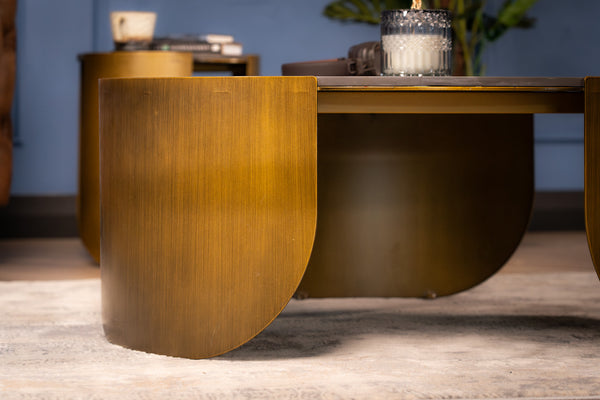 Petroio Italian Sintered Stone Round Coffee Table in Crystal Blue Marble Look90 cm