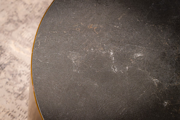 Petroio Italian Sintered Stone Round Coffee Table in Marble Look Black Diamond 90 cm