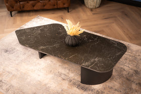 Marvellous Italian Sintered Stone Coffee Table in Black Marble Look 135 cm