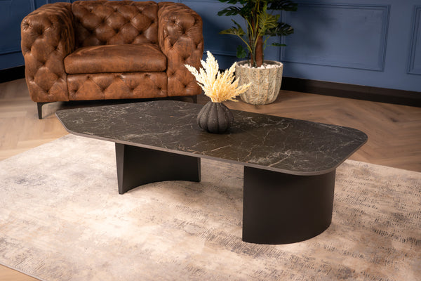 Marvellous Italian Sintered Stone Coffee Table in Black Marble Look 135 cm