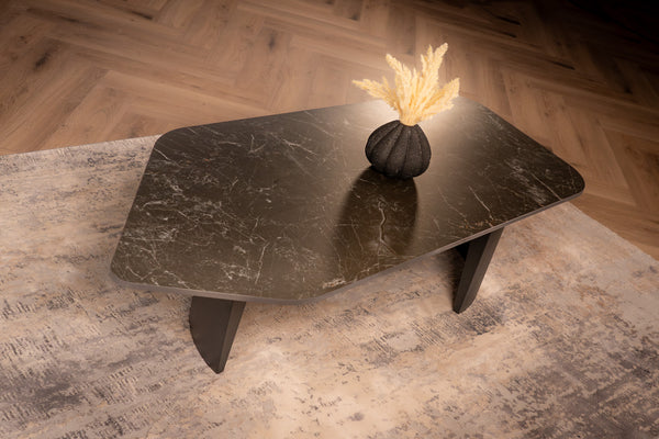 Marvellous Italian Sintered Stone Coffee Table in Black Marble Look 135 cm