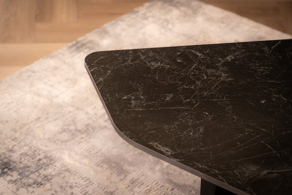 Marvellous Italian Sintered Stone Coffee Table in Black Marble Look 135 cm
