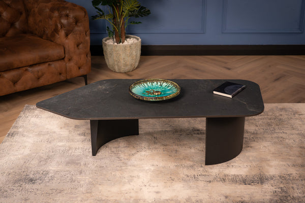 Marvellous Italian Sintered Stone Coffee Table in Marble Look Black Diamond 135 cm