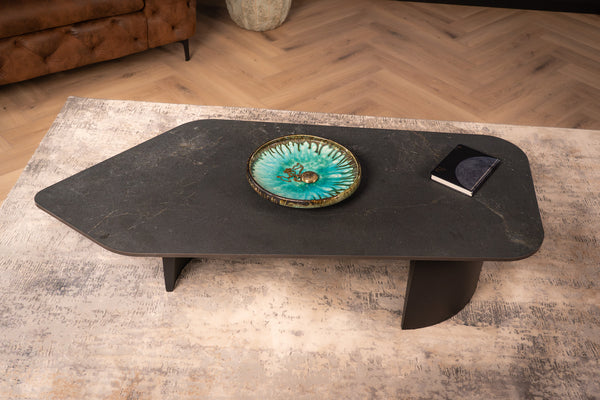 Marvellous Italian Sintered Stone Coffee Table in Marble Look Black Diamond 135 cm