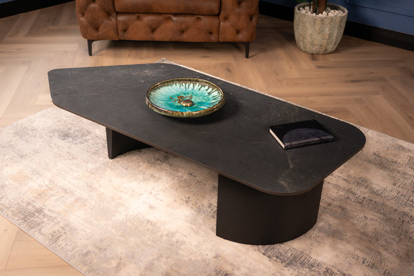 Marvellous Italian Sintered Stone Coffee Table in Marble Look Black Diamond 135 cm