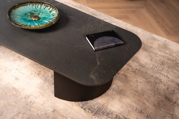 Marvellous Italian Sintered Stone Coffee Table in Marble Look Black Diamond 135 cm