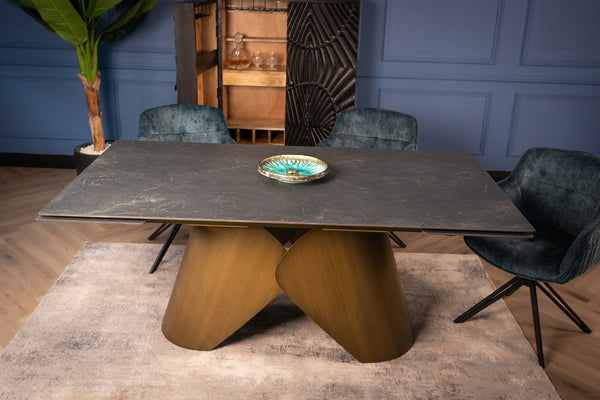 Nemesis Extendable Italian Sintered Stone Dining Table in Black Diamond Marble Look 180-220-260 cm