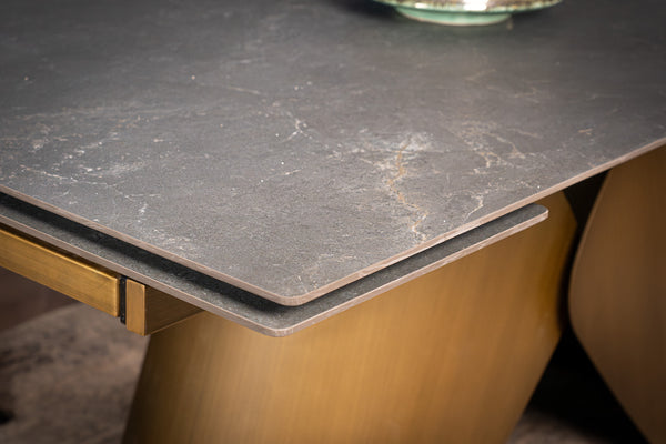 Nemesis Extendable Italian Sintered Stone Dining Table in Black Diamond Marble Look 180-220-260 cm