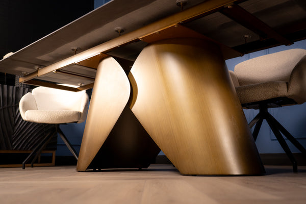 Nemesis Extendable Italian Sintered Stone Dining Table in Black Manhattan Marble Look 180-220-260 cm