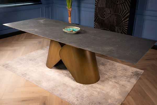 Nemesis Extendable Italian Sintered Stone Dining Table in Black Diamond Marble Look 180-220-260 cm