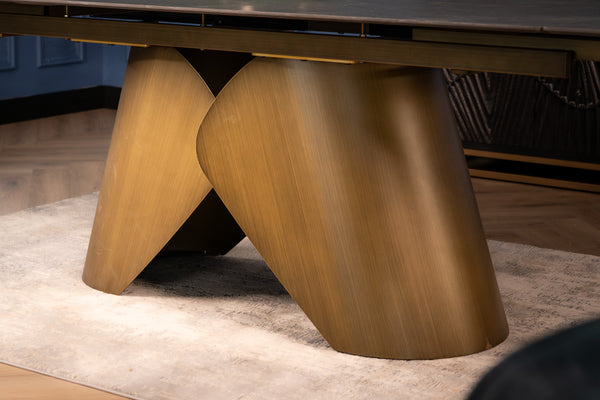 Nemesis Extendable Italian Sintered Stone Dining Table in Black Diamond Marble Look 180-220-260 cm