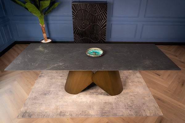 Nemesis Extendable Italian Sintered Stone Dining Table in Black Diamond Marble Look 180-220-260 cm