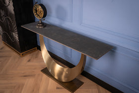 Cetona Italian Sintered Stone Console Table in Marble Look Black Diamond 160 cm