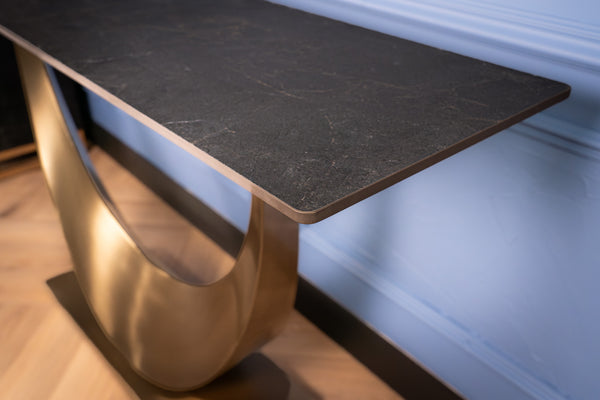 Cetona Italian Sintered Stone Console Table in Marble Look Black Diamond 160 cm