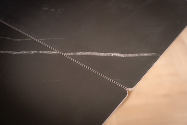 Nemesis Extendable Italian Sintered Stone Dining Table in Black Manhattan Marble Look 180-220-260 cm