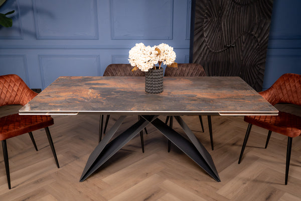 Apollo Extendable Italian Sintered Stone Dining Table in Volcanic Rocks Marble Look 180-220-260 cm