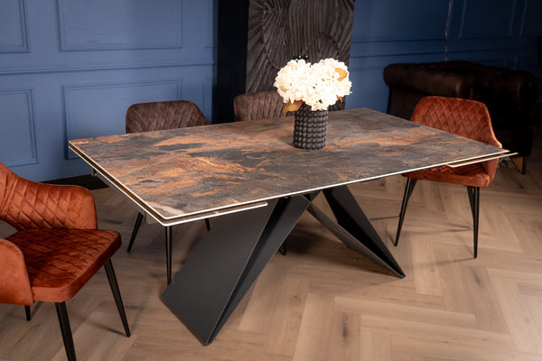 Apollo Extendable Italian Sintered Stone Dining Table in Volcanic Rocks Marble Look 180-220-260 cm