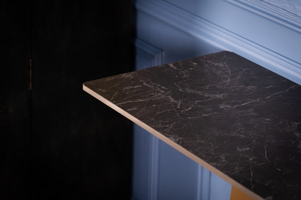 Cetona Italian Sintered Stone Console Table in Black Marble Look 160 cm