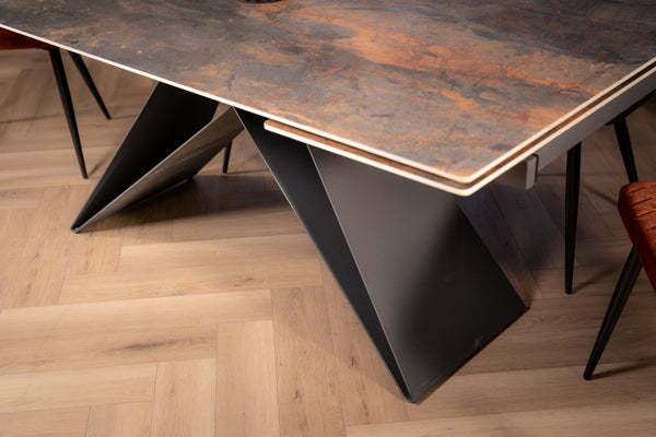 Apollo Extendable Italian Sintered Stone Dining Table in Volcanic Rocks Marble Look 180-220-260 cm
