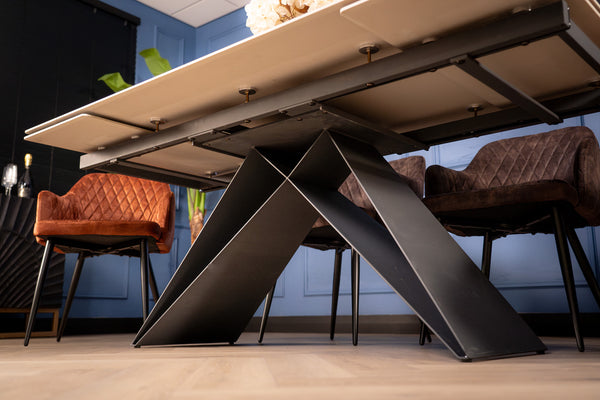 Apollo Extendable Italian Sintered Stone Dining Table in Volcanic Rocks Marble Look 180-220-260 cm