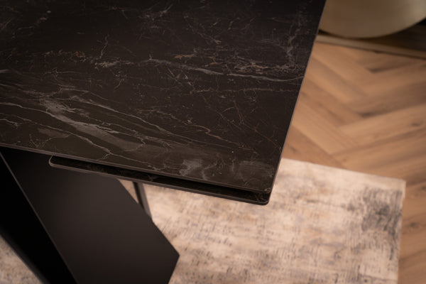 Apollo Extendable Italian Sintered Stone Dining Table in Black Marble Look 180-220-260 cm