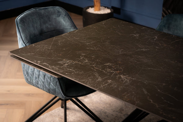 Apollo Extendable Italian Sintered Stone Dining Table in Black Marble Look 180-220-260 cm