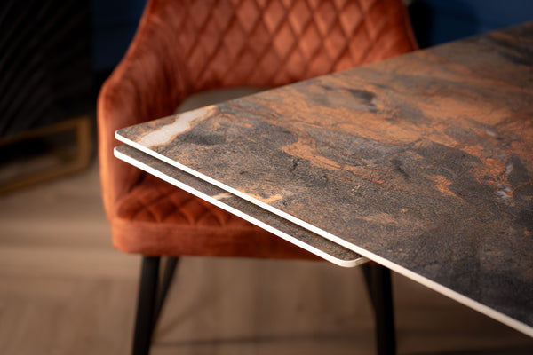 Apollo Extendable Italian Sintered Stone Dining Table in Volcanic Rocks Marble Look 180-220-260 cm