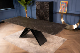 Apollo Extendable Italian Sintered Stone Dining Table in Black Marble Look 180-220-260 cm
