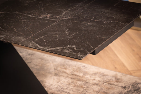Apollo Extendable Italian Sintered Stone Dining Table in Black Marble Look 180-220-260 cm