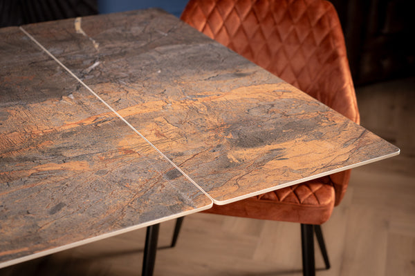 Apollo Extendable Italian Sintered Stone Dining Table in Volcanic Rocks Marble Look 180-220-260 cm