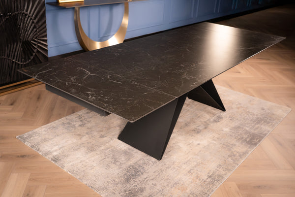 Apollo Extendable Italian Sintered Stone Dining Table in Black Marble Look 180-220-260 cm