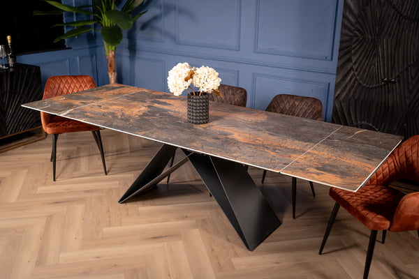 Apollo Extendable Italian Sintered Stone Dining Table in Volcanic Rocks Marble Look 180-220-260 cm