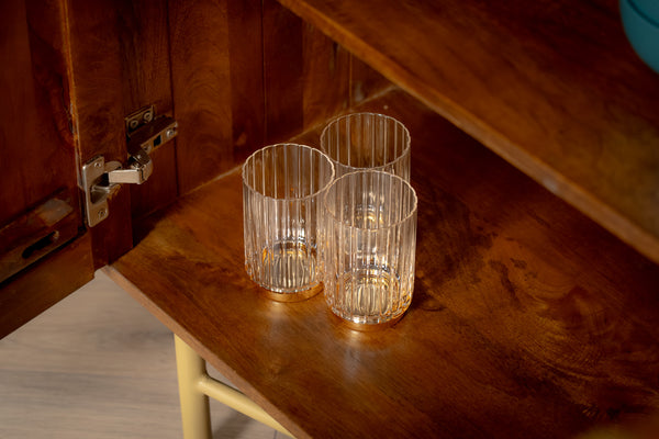 Wooden Gem Art Deco Solid Mango Wood Sideboard with Golden Frame 145 cm