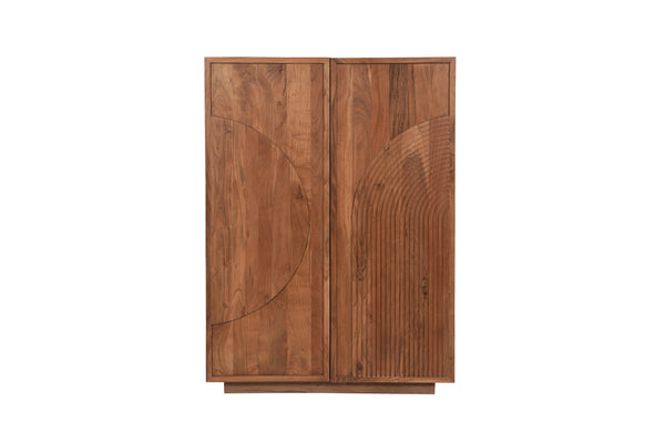 Solid Acacia Wood Bar Cabinet 140 cm with Carved Circular Front – Manhattan