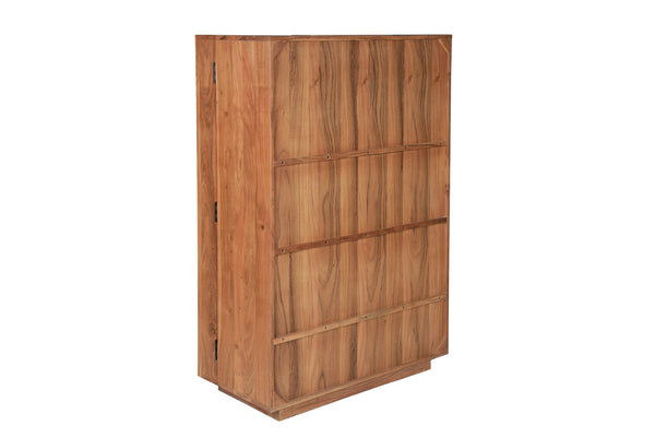 Solid Acacia Wood Bar Cabinet 140 cm with Carved Circular Front – Manhattan