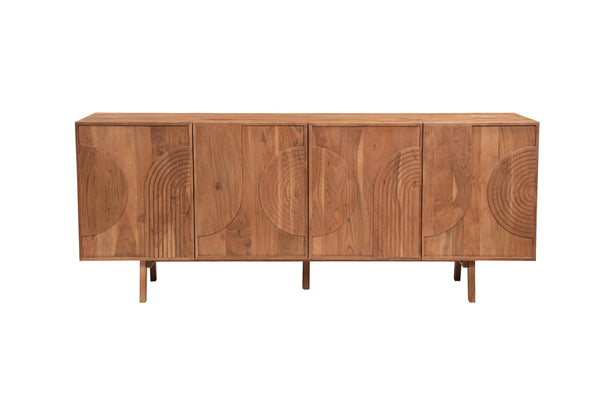 Solid Acacia Wood Sideboard 200 cm with Carved Circular Front – Manhattan