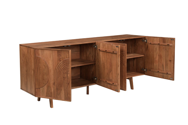 Solid Acacia Wood Sideboard 200 cm with Carved Circular Front – Manhattan