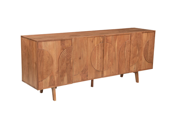 Solid Acacia Wood Sideboard 200 cm with Carved Circular Front – Manhattan