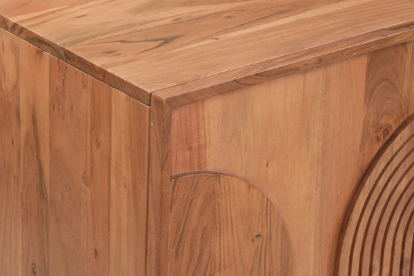 Solid Acacia Wood Sideboard 200 cm with Carved Circular Front – Manhattan