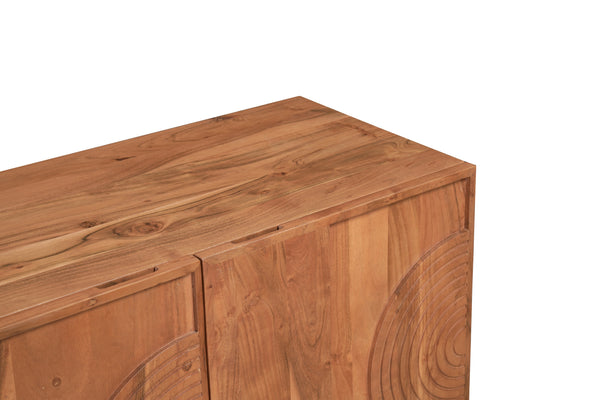 Solid Acacia Wood Sideboard 200 cm with Carved Circular Front – Manhattan