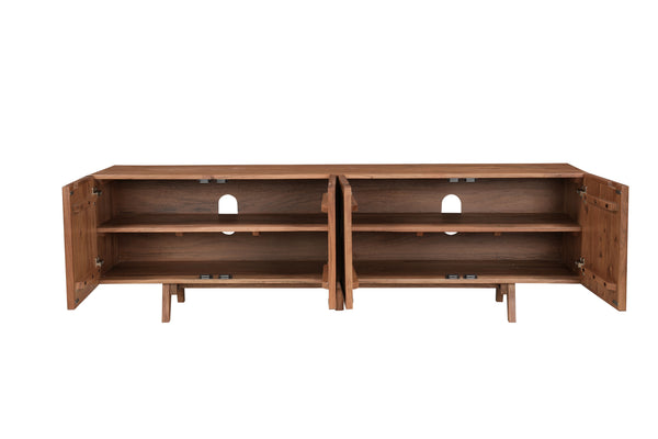 Solid Acacia Wood TV unit 180 cm with Carved Circular Front – Manhattan