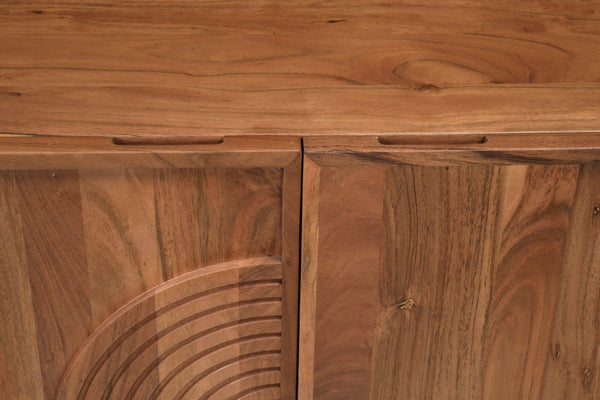 Solid Acacia Wood TV unit 180 cm with Carved Circular Front – Manhattan