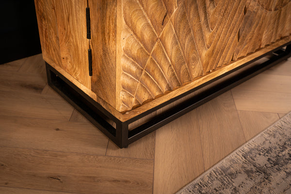 Scorpion Solid Mango Wood Bar Large Cabinet with 3d Carvings Natural 141 cm 2.0