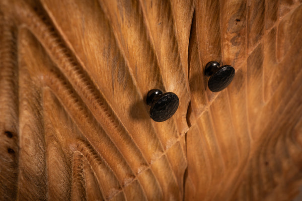 Scorpion Solid Mango Wood Bar Large Cabinet with 3d Carvings Natural 141 cm 2.0