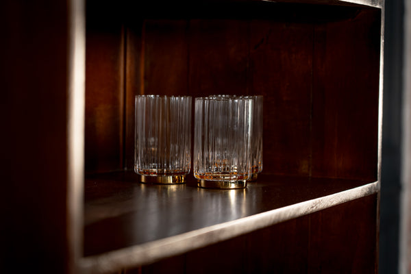 Memento Solid Mango Wood Highboard Bar Cabinet Bookshelf in Dark Brown with Golden Frame 155 cm