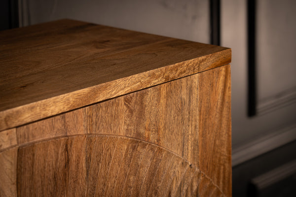 Sunset Handcrafted Mango Wood Bar Cabinet In Natural Brown and Black Metal Frame 140 cm